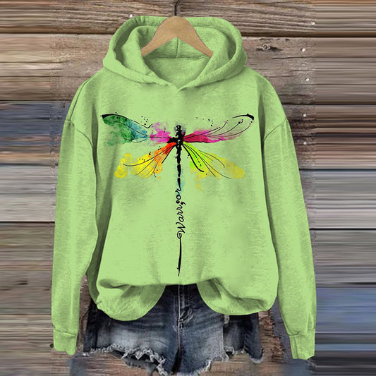 Comstylish Dragonfly Art Print Casual Hoodie