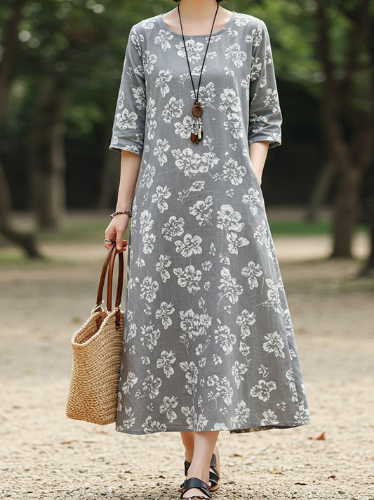 Women's Retro Floral Print Dress artswardrobe