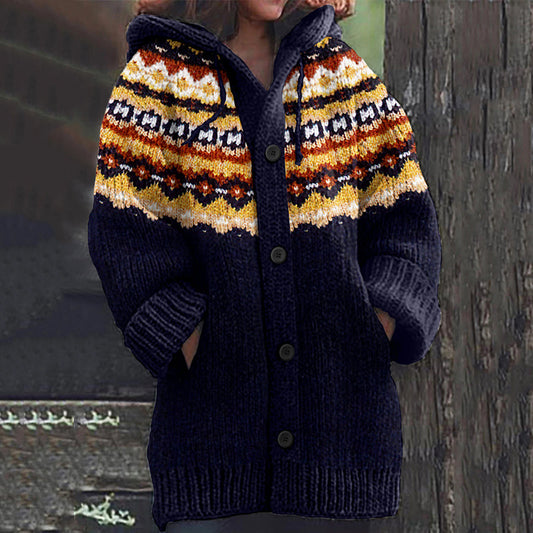 Vintage Icelandic Floral Knit Warm Women's Sweater artswardrobe
