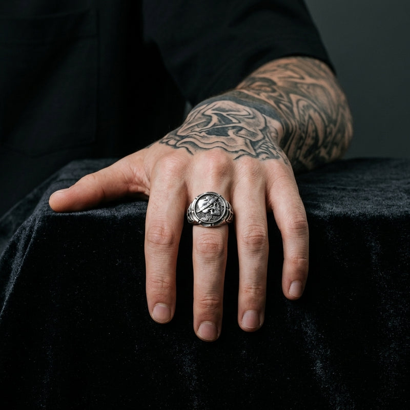 Hobo Nickel Skull Ring