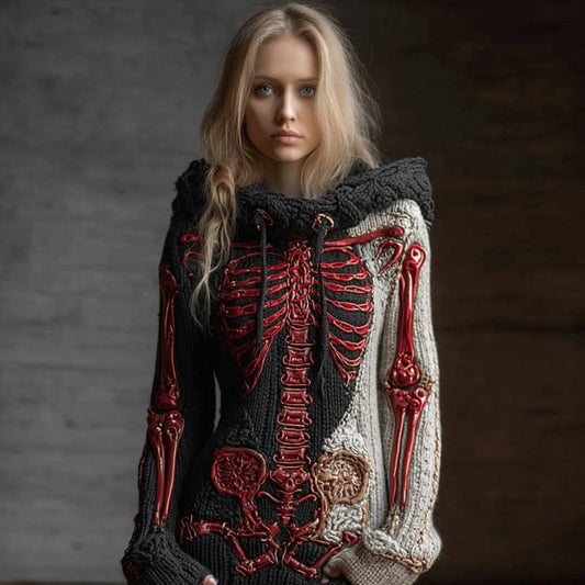 Halloween Anatomy Art Black And White Hooded Sweater artswardrobe