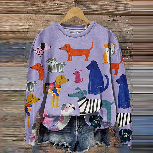 Comstylish Funny Dog Art Print Casual Sweatshirt