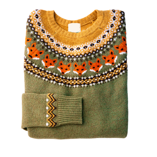 Retro Fall Autumn Highlands Fox Printed Women's Sweater artswardrobe