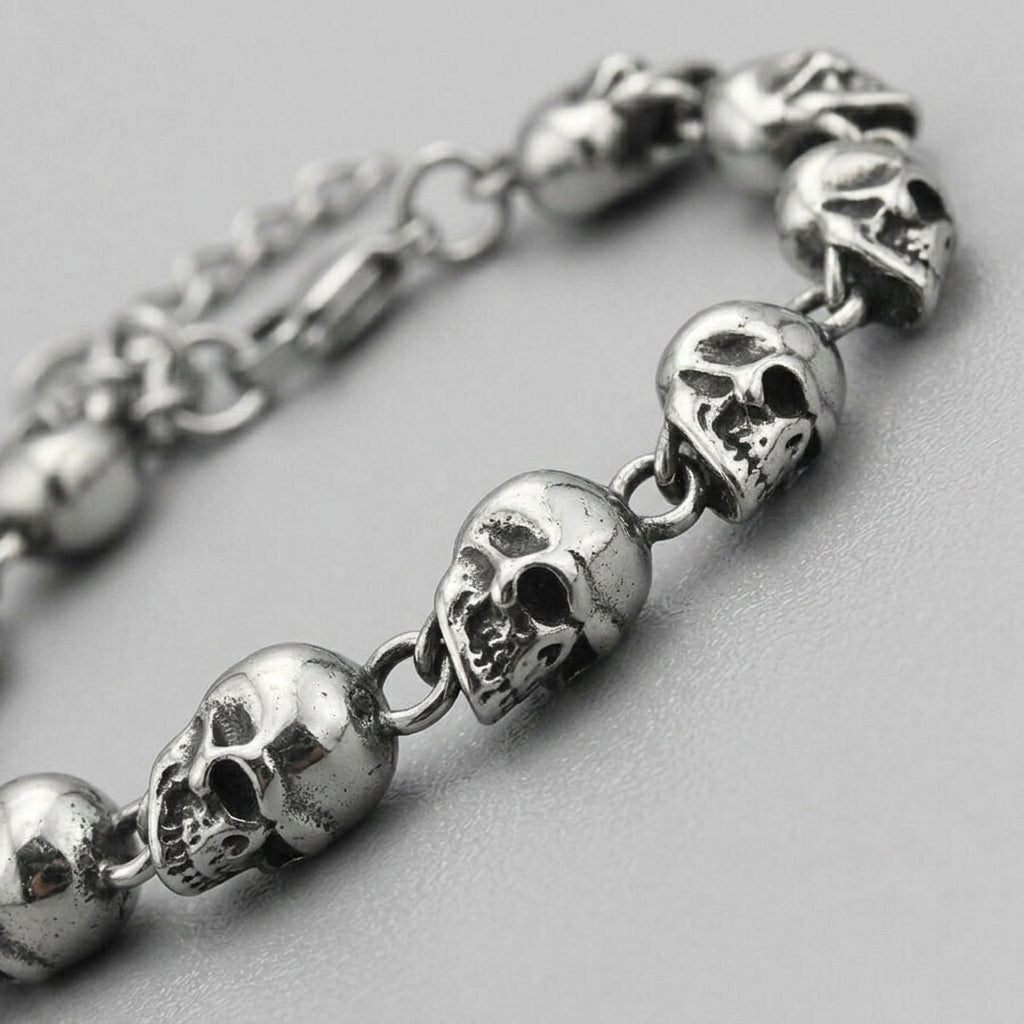 Full Skull Link Chain Bracelet