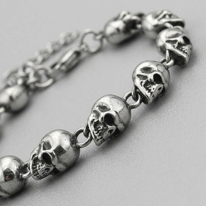 Full Skull Link Chain Bracelet
