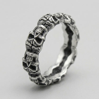 Cracked Skull Eternity Band Ring