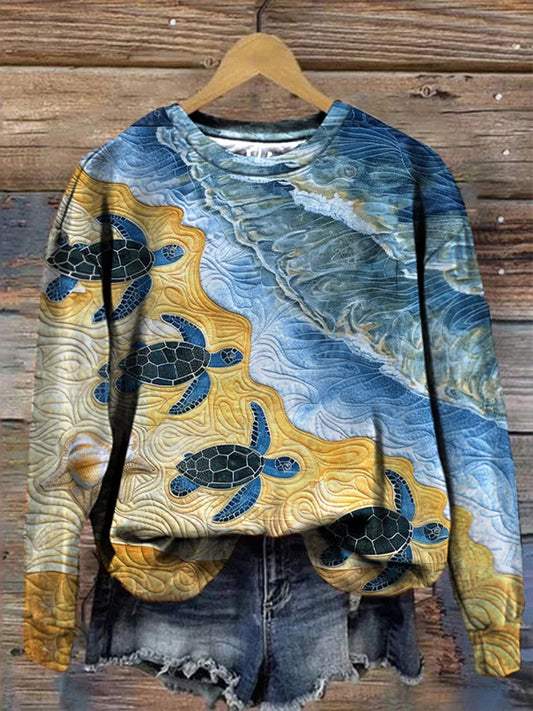 Comstylish Women's Hawaii Sea Turtle Printed Sweatshirt