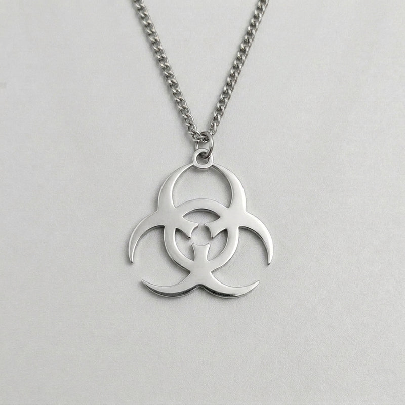 Industrial Biohazard Cutout Necklace