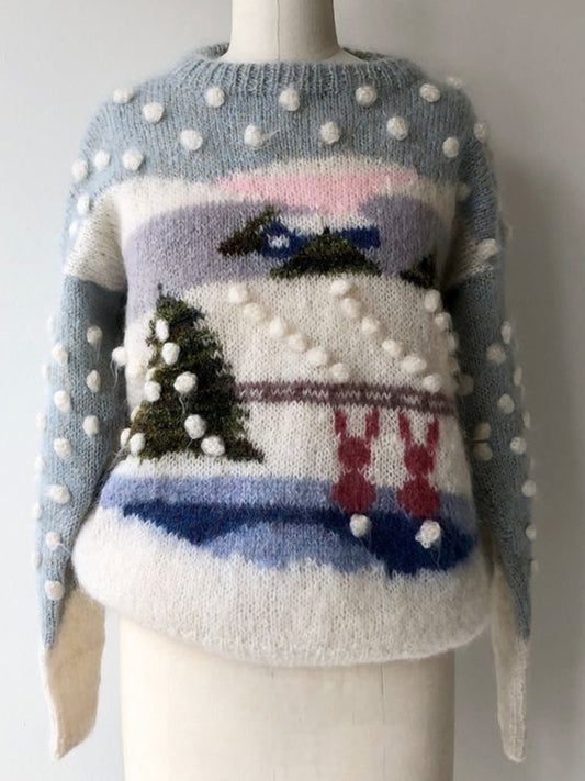 Landscape Pattern Cozy Soft Knit Sweater artswardrobe