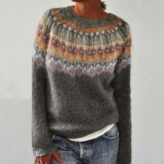 Vintage Geometry Tribal Icelandic Knit Pullover Sweater elevenforest