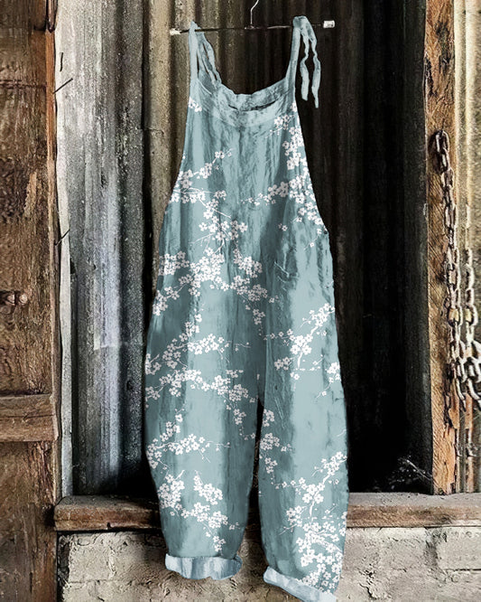 Comstylish Cherry Blossom Japanese Art Loose Casual Jumpsuit