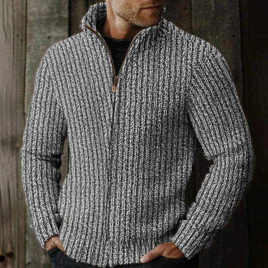 Men's Vintage Fairman Island Colorful Knitted Pattern Zip Sweater elevenforest