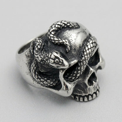 Skull of the Serpent God Ring