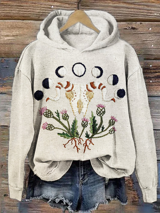 Comstylish Scottish Thistle & Bullhead Embroidered Women's Hoodie