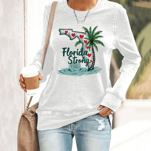 Comstylish Women's Florida Strong Mitton Hurricane Print Casuasl Sweatshirt