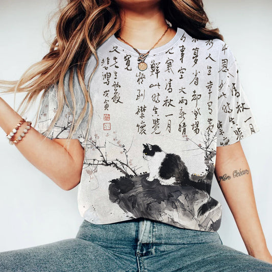 Cat Text Painting Art T-Shirt elevenforest