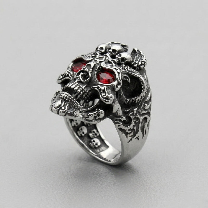Antiqued Multi-Skull Ring