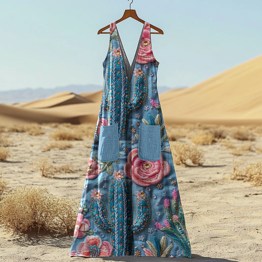 Women's Vintage Cactus And Rose Dress artswardrobe