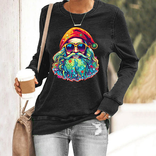 Comstylish Santa Claus Print Crew Neck Sweatshirt