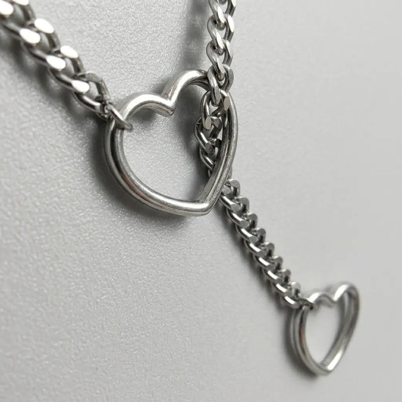 Double Open Heart Lariat Necklace