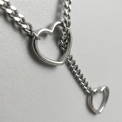 Double Open Heart Lariat Necklace
