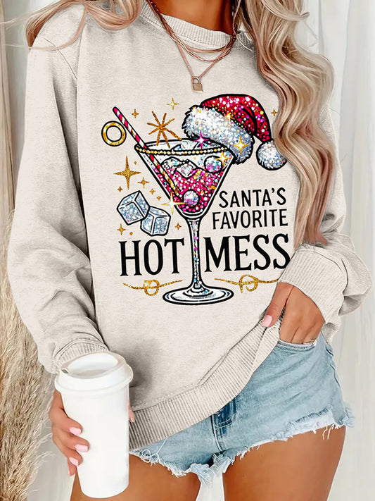 Comstylish Santa's Hot Mess Christmas Cozy Sweatshirt