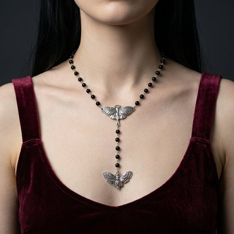 Winged Duality Lariat Necklace