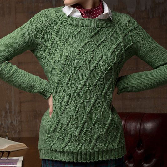 Irish Geometric Jacquard Cozy Knit Sweater artswardrobe