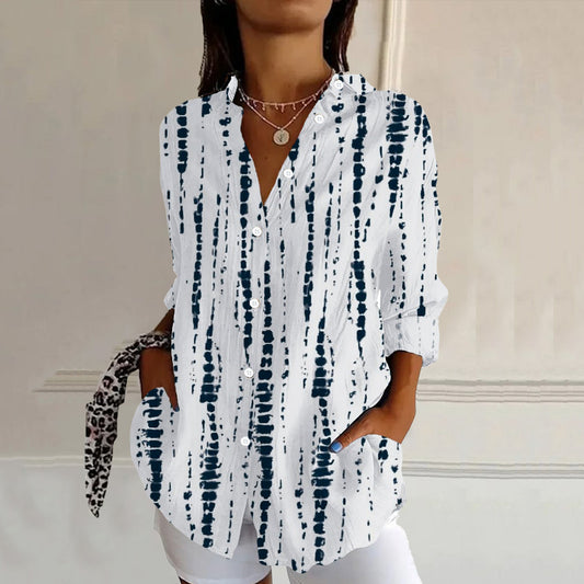 Comstylish Striped Art Pattern Long Sleeve Shirt