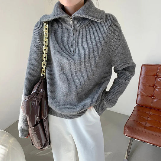 Jolie® | Women's knitted winter sweater with zipper