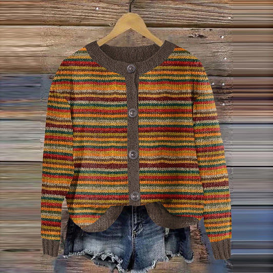 Vintage Fairman Island Knit Stripe Jacquard Cardigan elevenforest