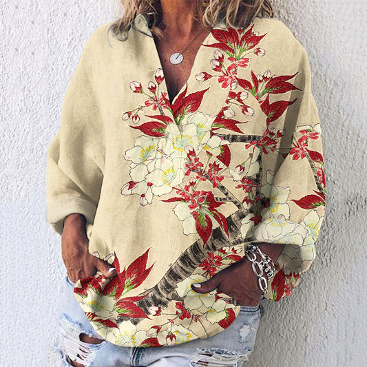 Comstylish Floral Poster Art Pattern Women's Tops