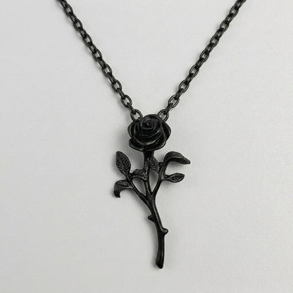 Eternal Black Rose Stem Necklace