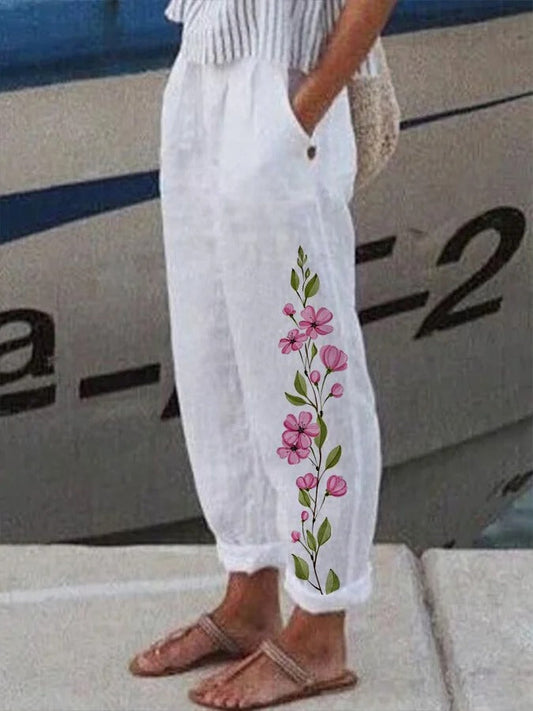 Women's Beautiful Floral Chain Print Casual Pants