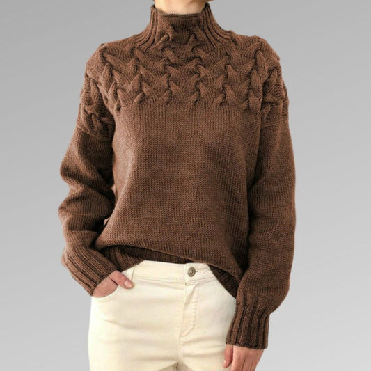 Mia® | Elegant printed turtleneck sweater for women
