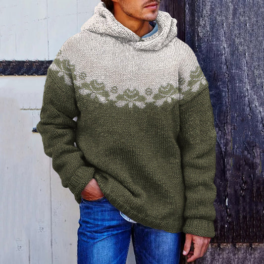 Irish Shamrock Pattern Cozy Knit Hooded Sweater artswardrobe
