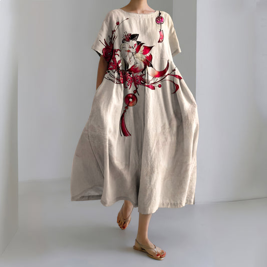 Women'S Elegant Fox Art Pattern Dress artswardrobe