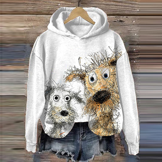 Comstylish Women's Sketch Cute Dogs Art Casual Hoodie