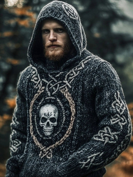Skull Totem Viking Art Men's Hooded Sweater elevenforest