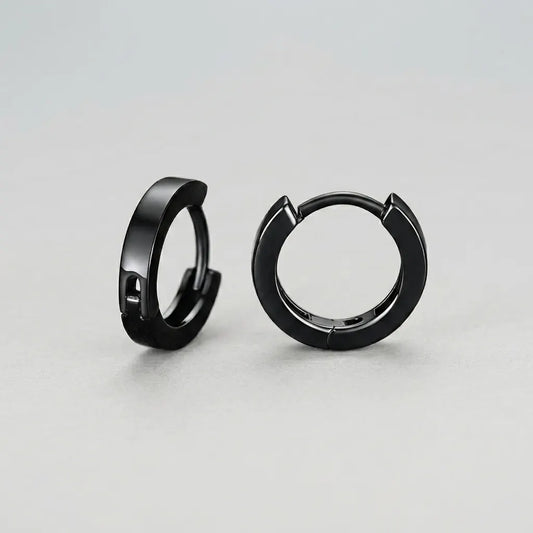 Studded Black Goth Hoops Earrings