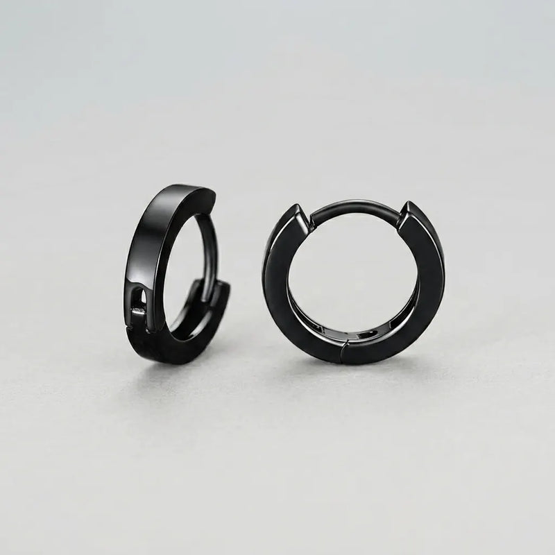 Studded Black Goth Hoops Earrings