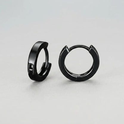 Studded Black Goth Hoops Earrings