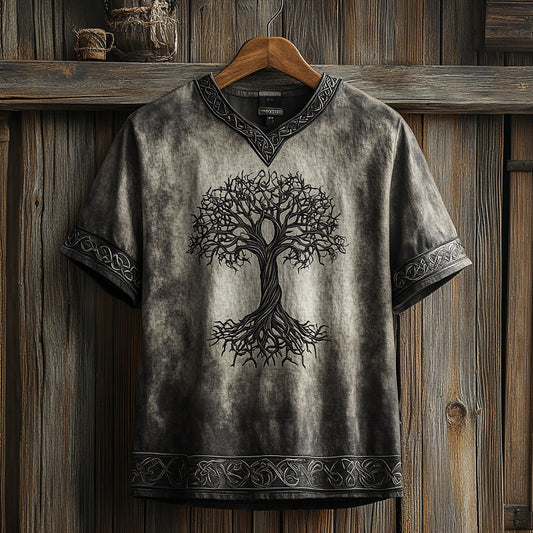 Men's Viking Celtic Knot Art Linen V-neck T Shirt artswardrobe