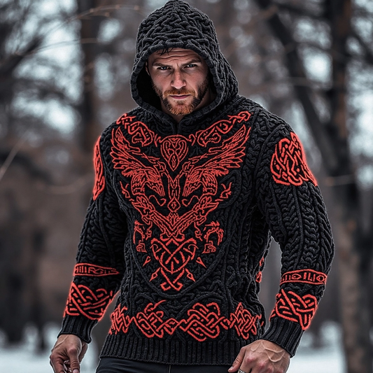 Vintage Viking Totem Eagle Design Sweater elevenforest