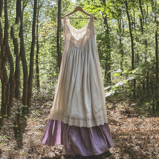 Boho Lace Patchwork Art Sleeveless Comfy Linen Dress artswardrobe