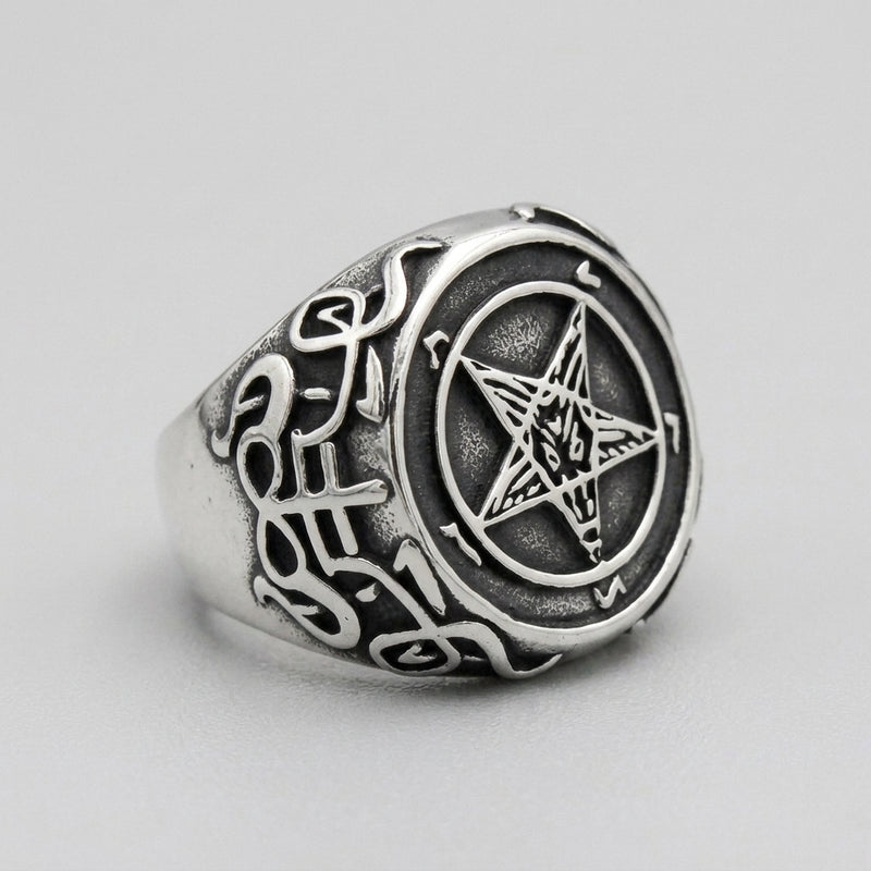 Baphomet Pentagram Signet Ring