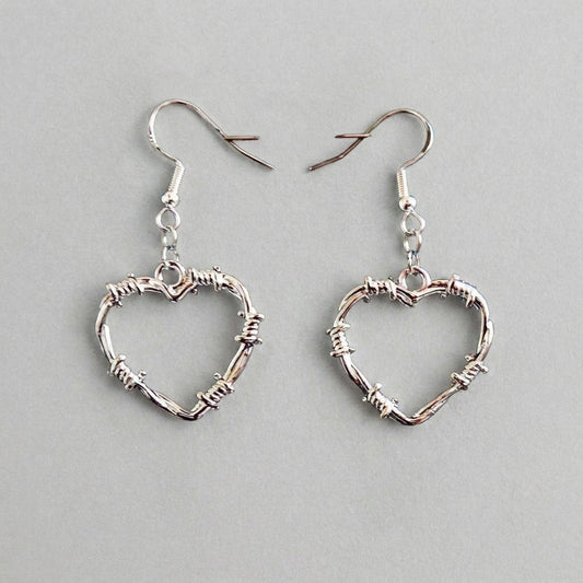 Barbed Wire Heart Earrings