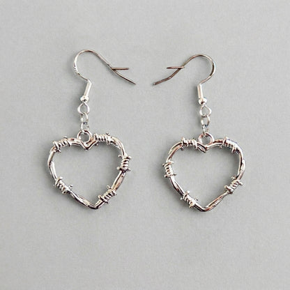 Barbed Wire Heart Earrings