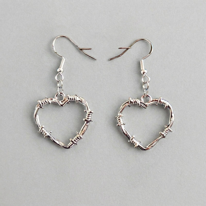 Barbed Wire Heart Earrings