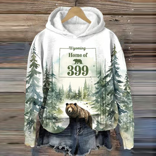 Comstylish Women's Wyoming Home Of 399 Printed Hooded Sweatshirt